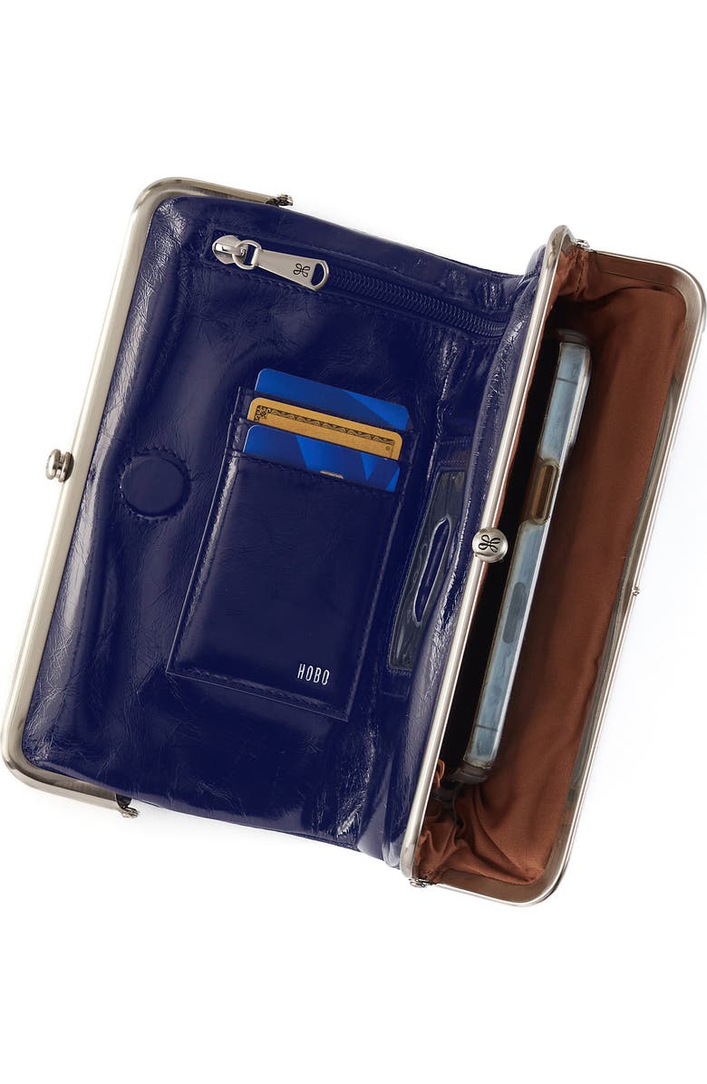 HOBO Lauren Leather Double Frame Clutch, Alternate, color, Winter Violet