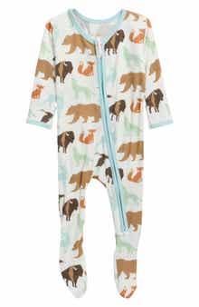 Wildlife Print Stretch Viscose Zip Footie