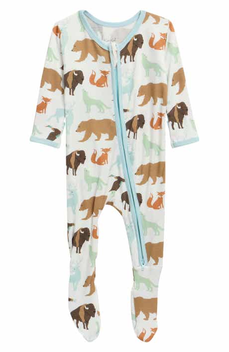 Animal Print Zip Fitted Fleece Footie