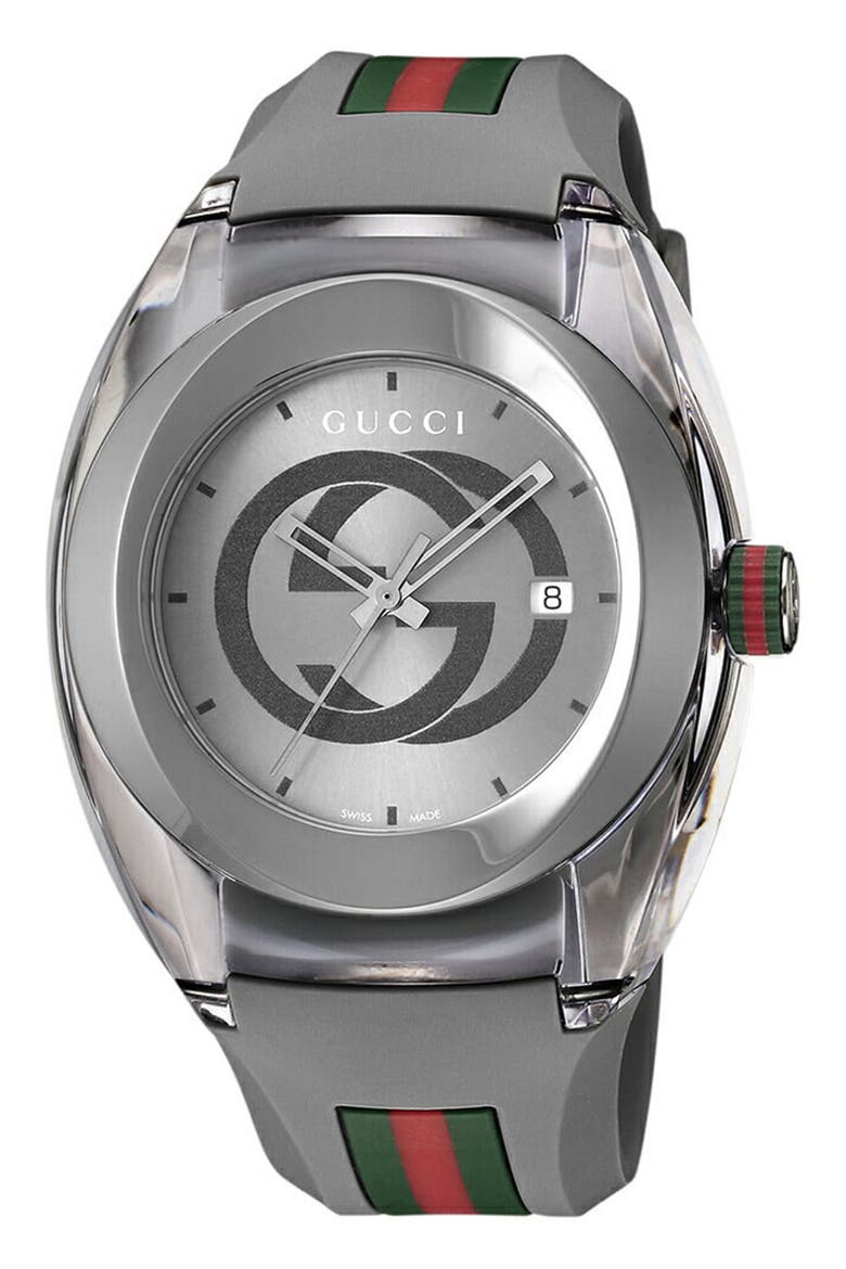 Men's Rubber Strap Wrist Watch, 46mm, Main, color, NO COLOR