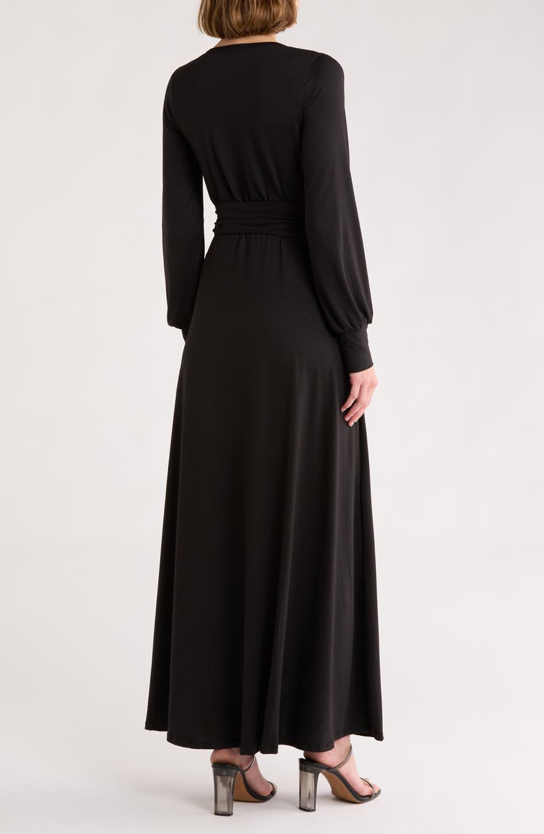 GO COUTURE Long Sleeve Wrap Maxi Dress, Alternate, color, Black