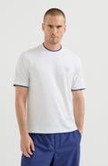 Brunello Cucinelli Comfort nylon crew neck T-shirt with faux-layering and logo
