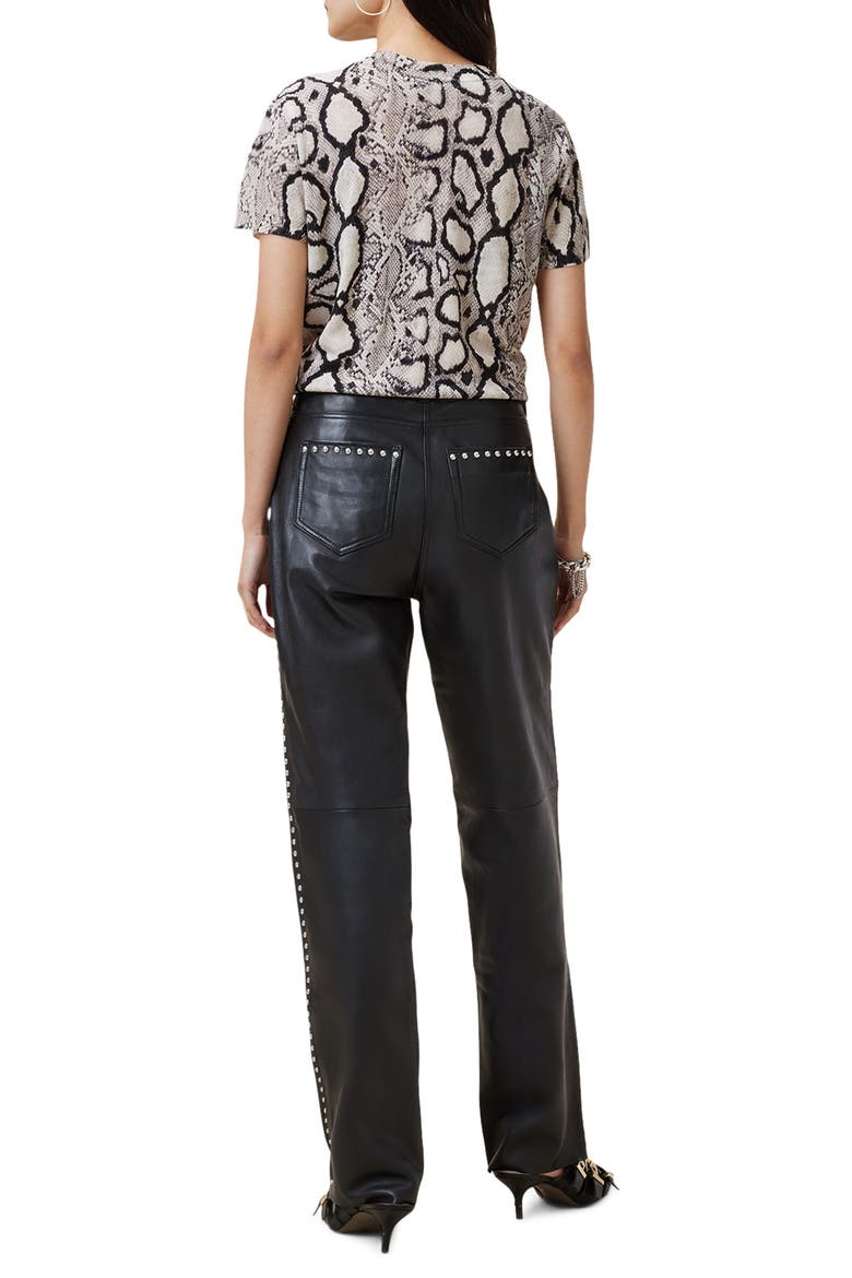 Saige Studded Leather Pants, Alternate, color, BLACK