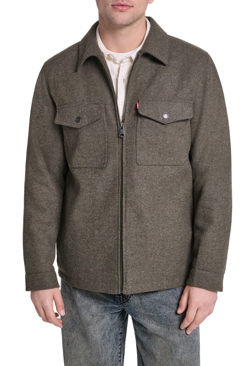 Zip Front Shacket, Main, color, OLIVE