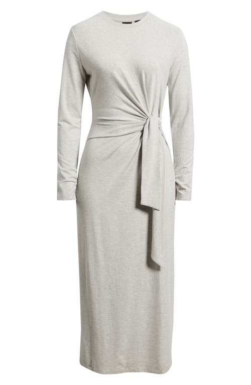 Hugo Boss Boss Orange Erlot Side Tie Long Sleeve Midi Dress In Gray