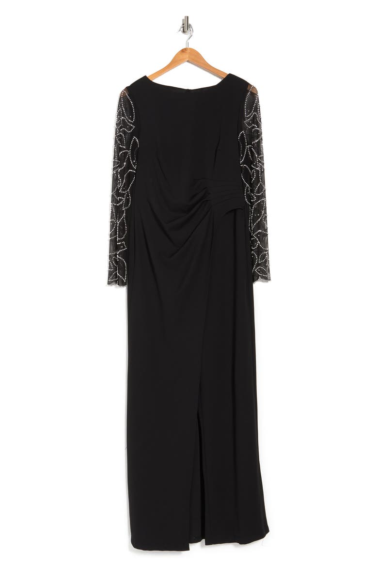 Beaded Sleeve Wrap Jumpsuit, Alternate, color, BLACK