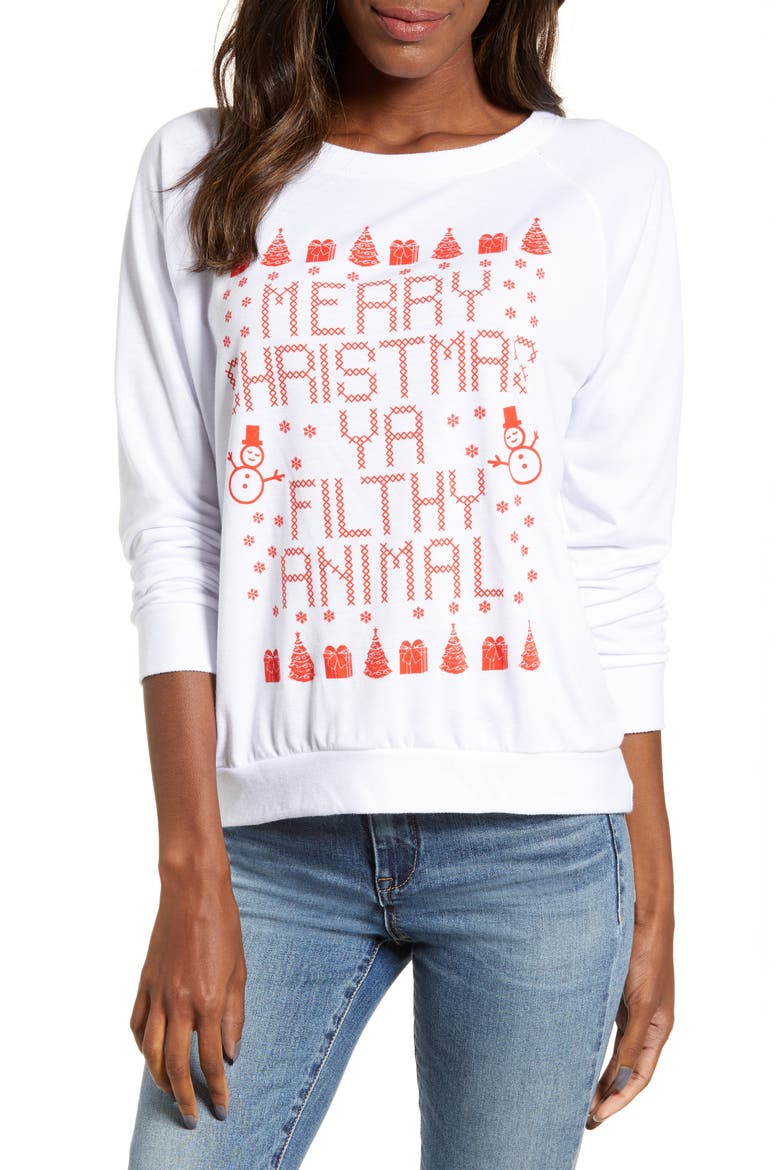 Filthy Animal Pullover, Main, color, WHITE