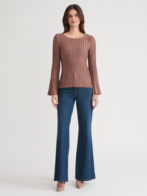 Lurex Bell Sleeve Soft Knit Tunic