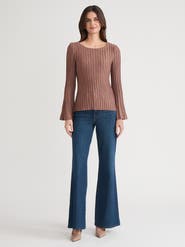 Misook Lurex Bell Sleeve Soft Knit Tunic