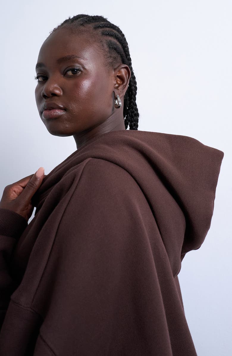 Topshop Heavyweight Oversize Hoodie, Alternate, color, Brown