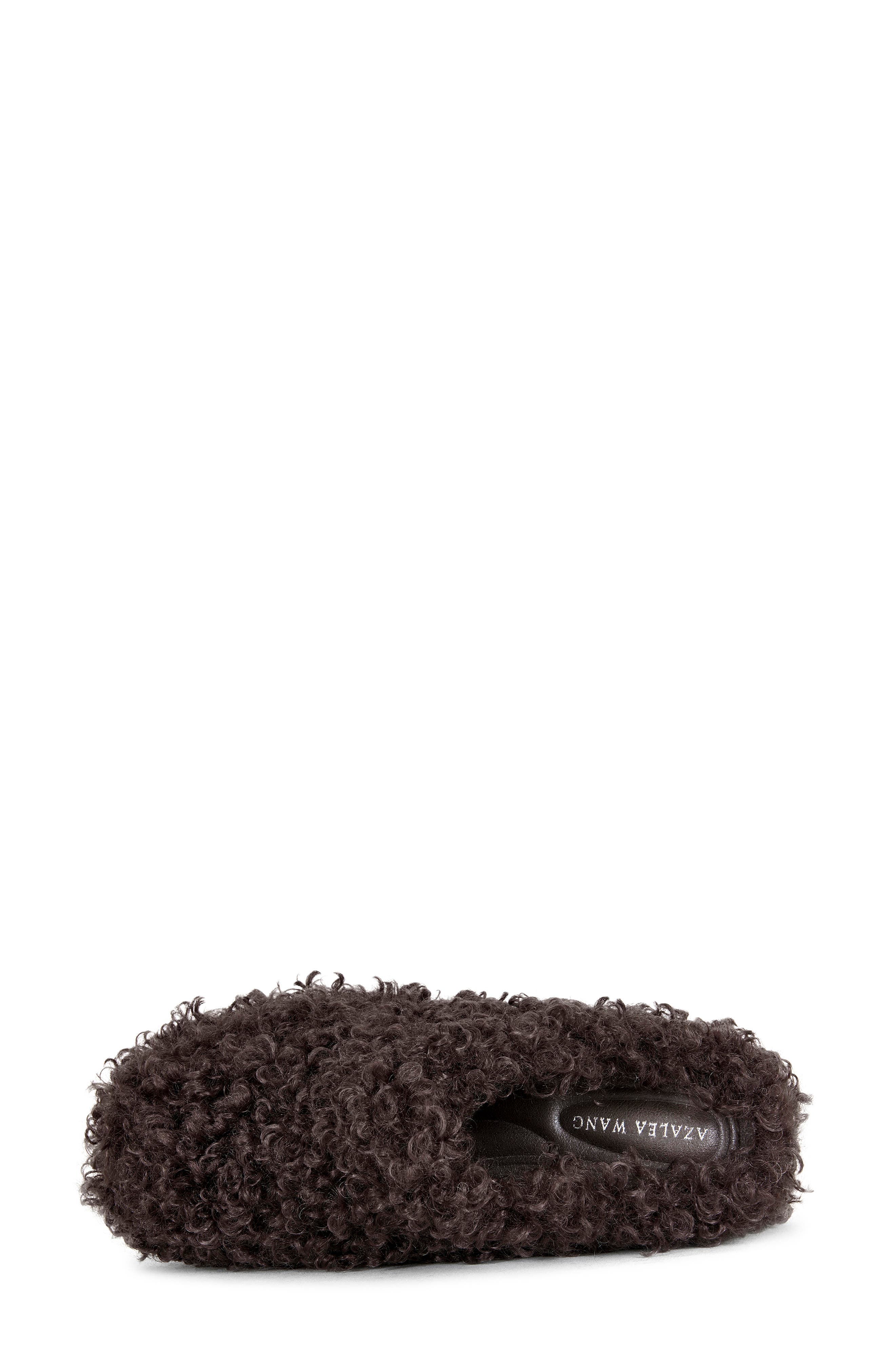 AZALEA WANG Darwin Faux Shearling Clog, Alternate, color, Brown