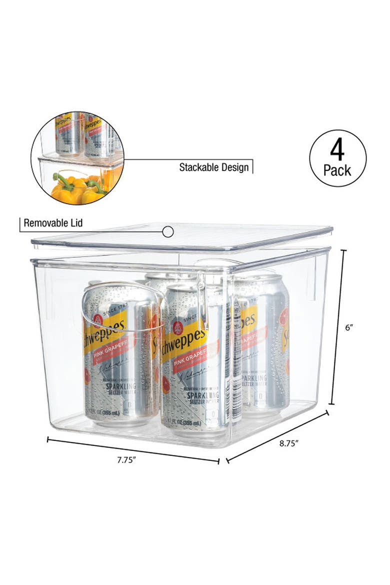 Clear Fridge Bin - Set of 4, Alternate, color, CLEAR