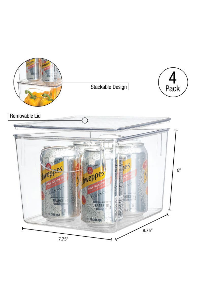 SORBUS Clear Fridge Bin - Set of 4, Alternate, color, Clear