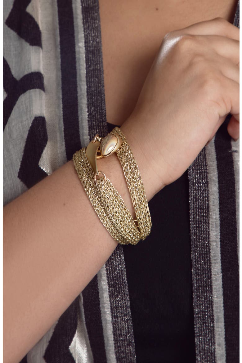 Mesh Twisted Plate Bracelet, Alternate, color, GOLD