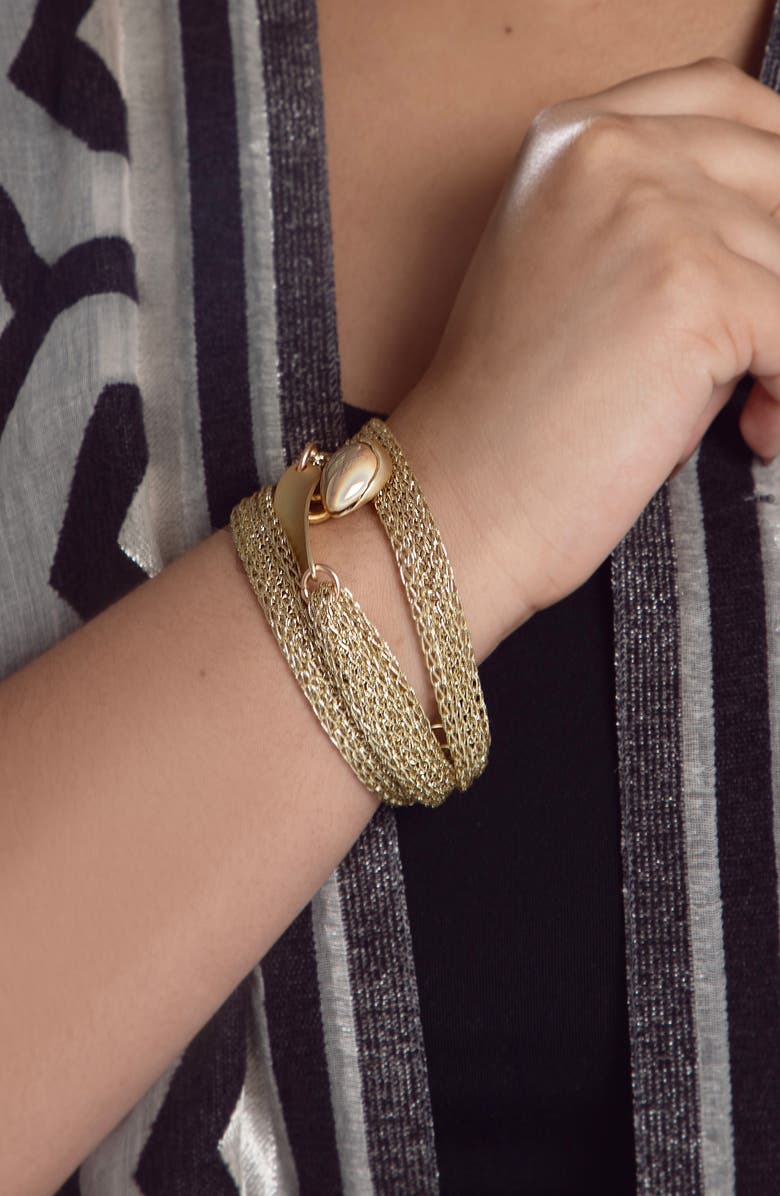 SAACHI Mesh Twisted Plate Bracelet, Alternate, color, Gold