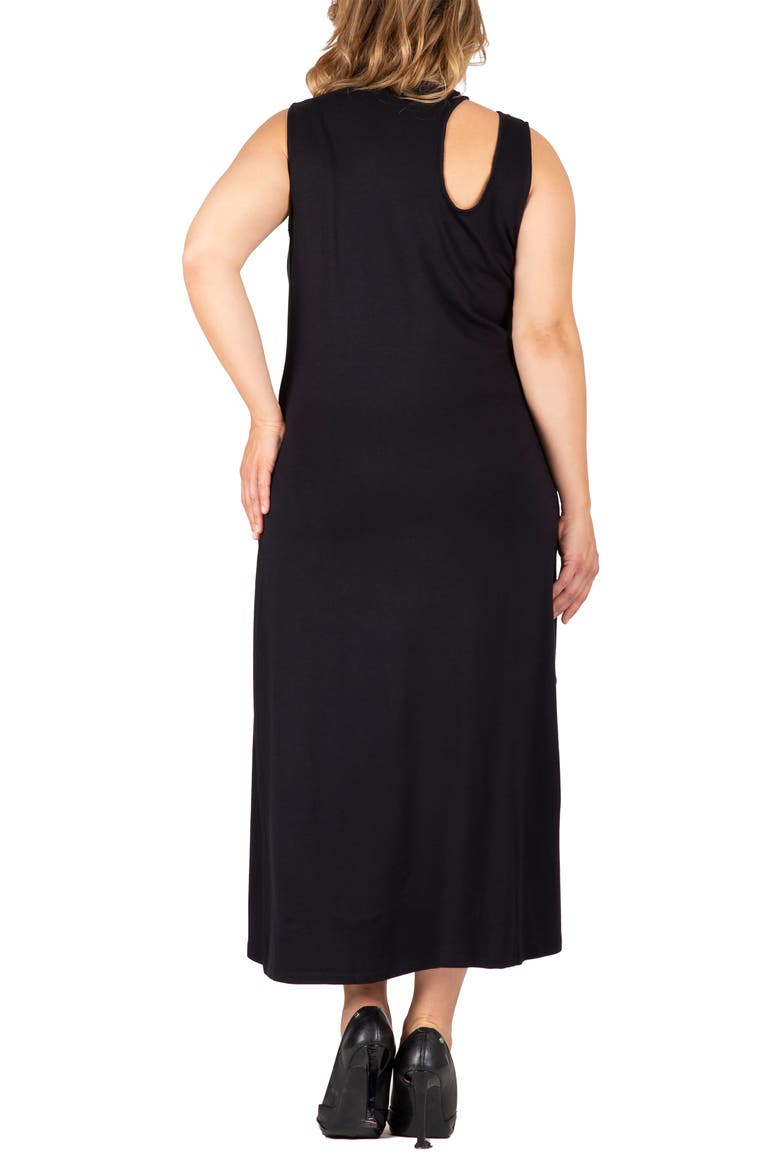 Cutout Sleeveless Midi Dress, Alternate, color, BLACK