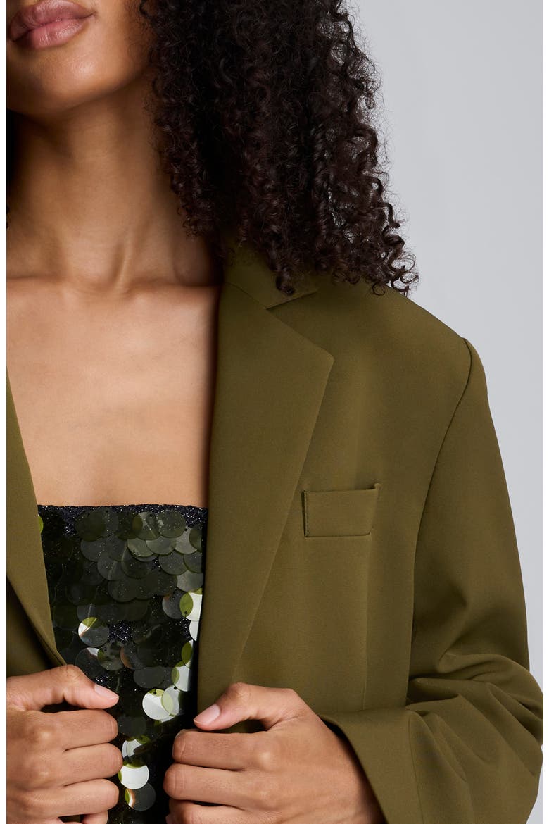 Three-Button Boyfriend Blazer, Alternate, color, OLIVE GREEN
