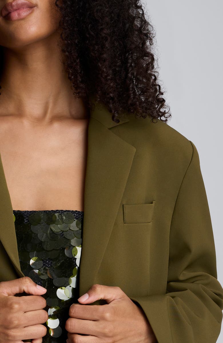 Kenneth Cole Three-Button Boyfriend Blazer, Alternate, color, Olive Green