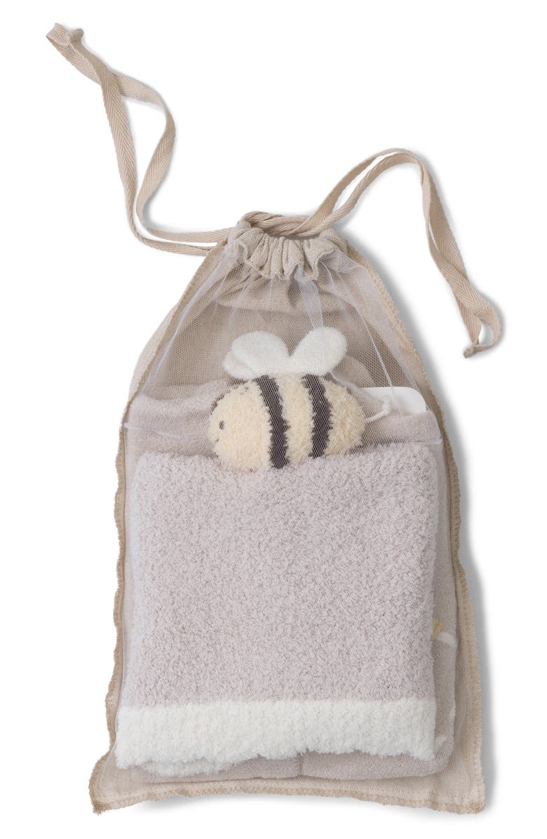 Barefoot Dreams<sup>®</sup> CozyChic<sup>™</sup> Ultra Lite<sup>®</sup> Romper, Socks & Bee Soother Blanket Set, Alternate, color, Stone