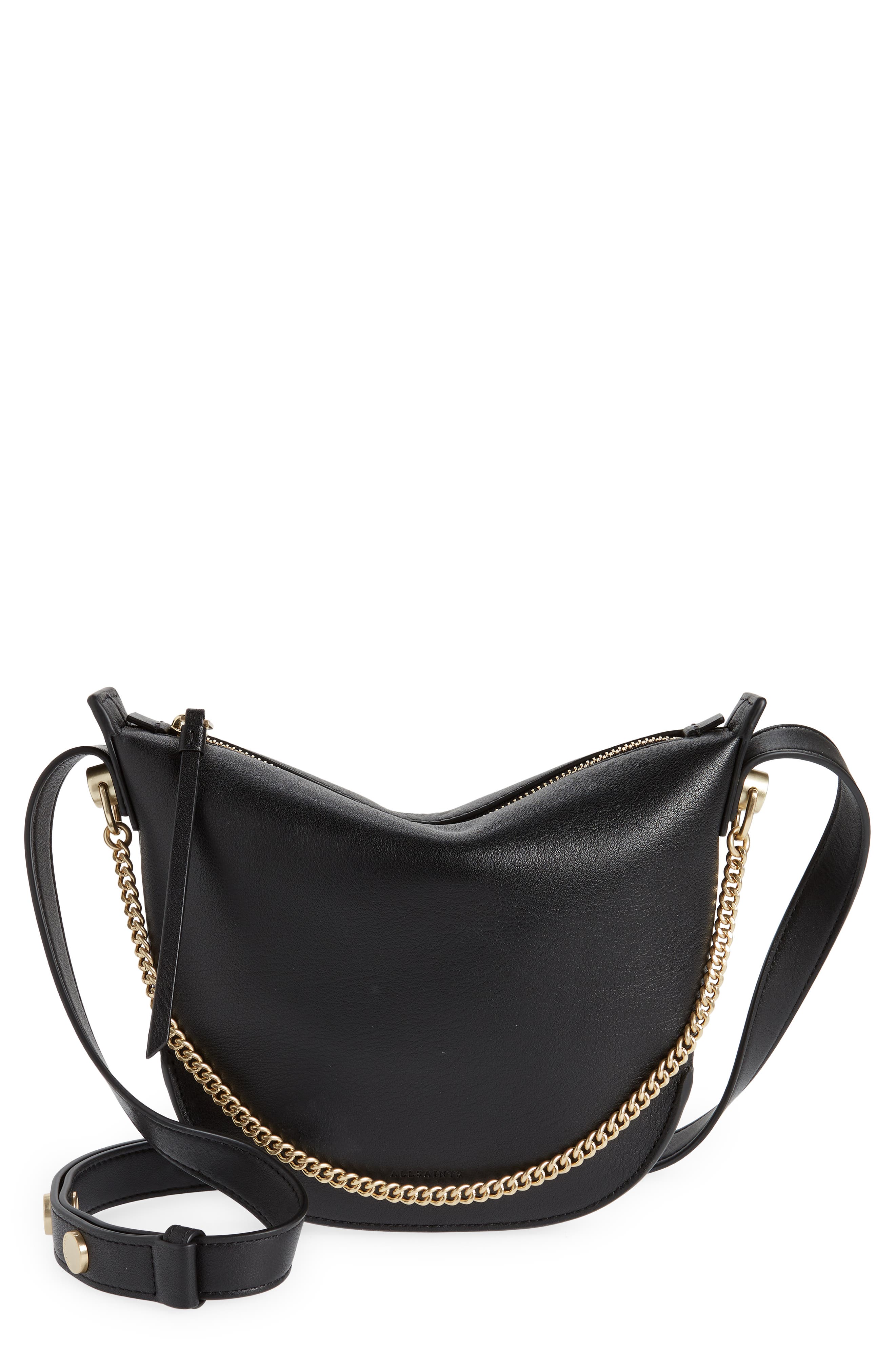 AllSaints Josephine Leather Crossbody Bag, Main, color, 