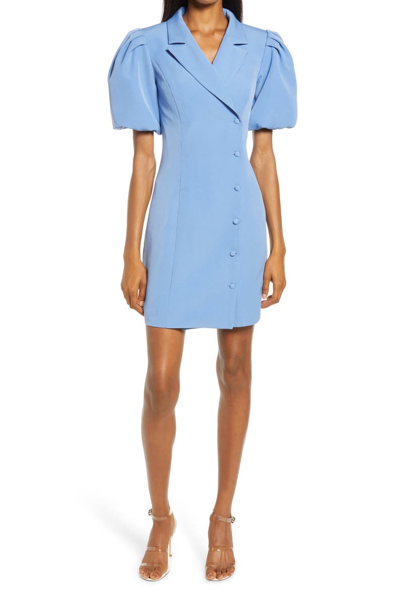 Puff Sleeve Blazer Dress, Main, color, BLUE