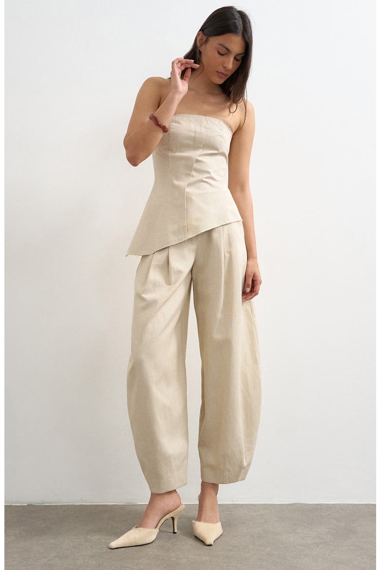Asymmetric Raw Hem Strapless Top, Alternate, color, BROWN