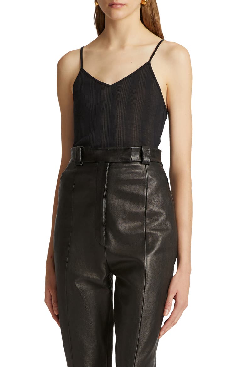 The Mona Sheer Rib Camisole, Main, color, BLACK