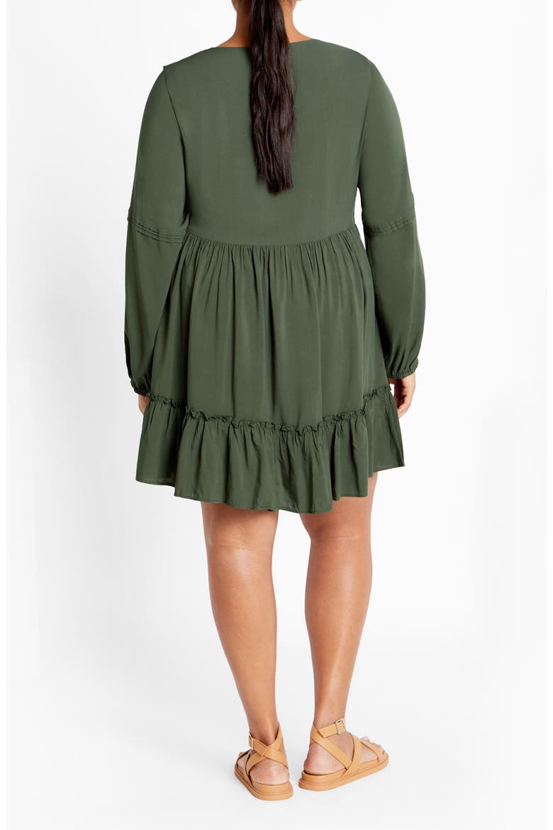 Mira Long Sleeve Tiered Minidress, Alternate, color, KHAKI