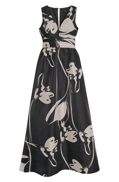 Donna Karan New York Faux Wrap Tie Waist Cocktail Dress In Black/light Beige