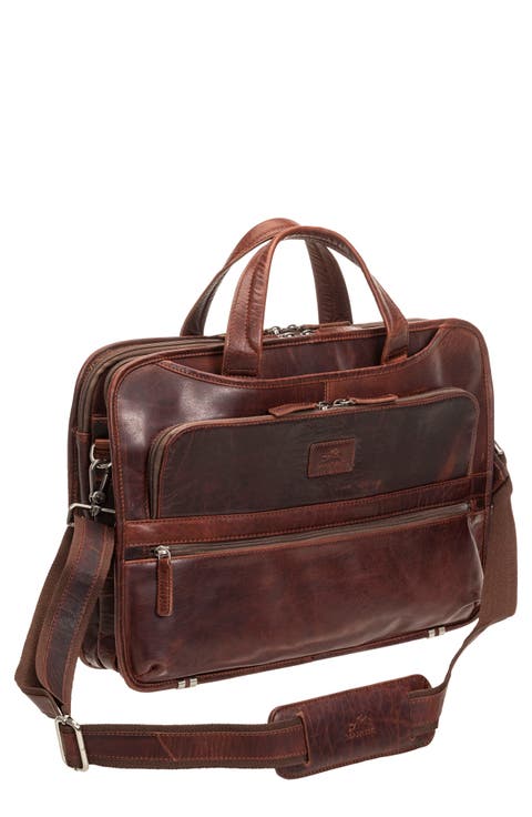 Triple Compartment Leather Briefcase
