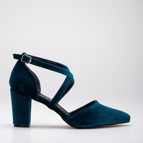Forever & Always Shoes Women's Sina - Teal Blue Velvet High Heels In Teal Blue