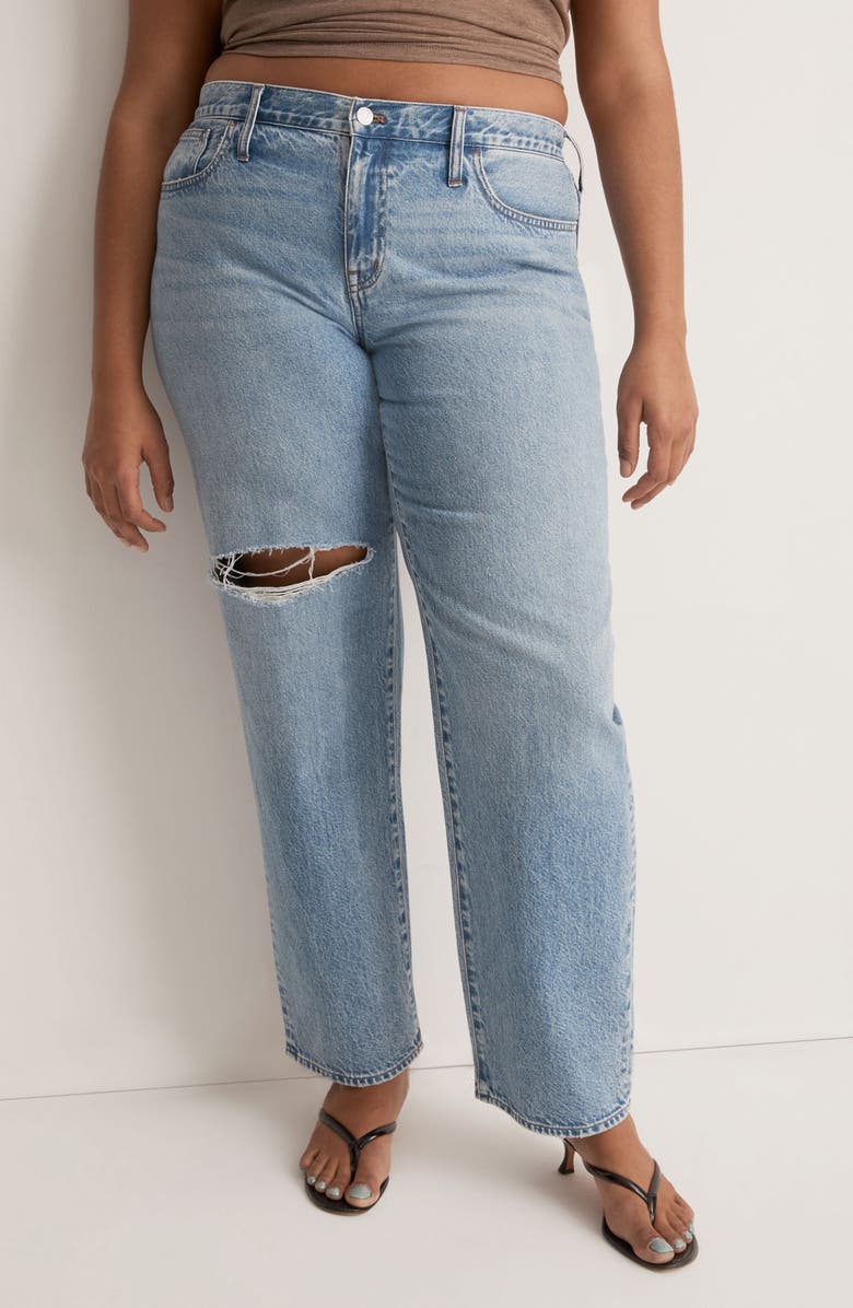 Madewell Low Rise Ripped Baggy Straight Leg Jeans, Alternate, color, 