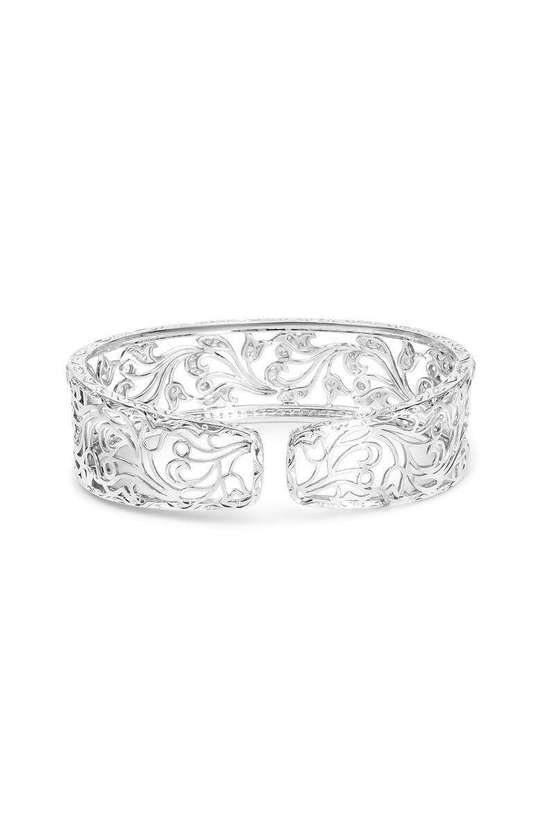Haus of Brilliance 18K White Gold 3 1/4 Cttw Diamond Openwork Bangle Cuff Bracelet, Alternate, color, White