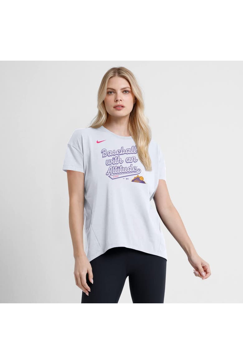 Women's Nike  White Colorado Rockies 2025 City Connect Flowy Fashion Tri-Blend Performance T-Shirt, Alternate, color, White