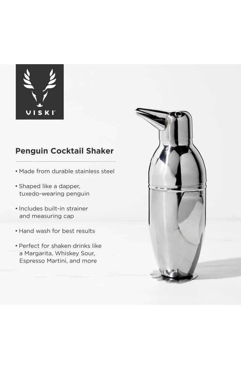 Viski Irving Penguin Cocktail Shaker in Stainless Steel, Alternate, color, Silver