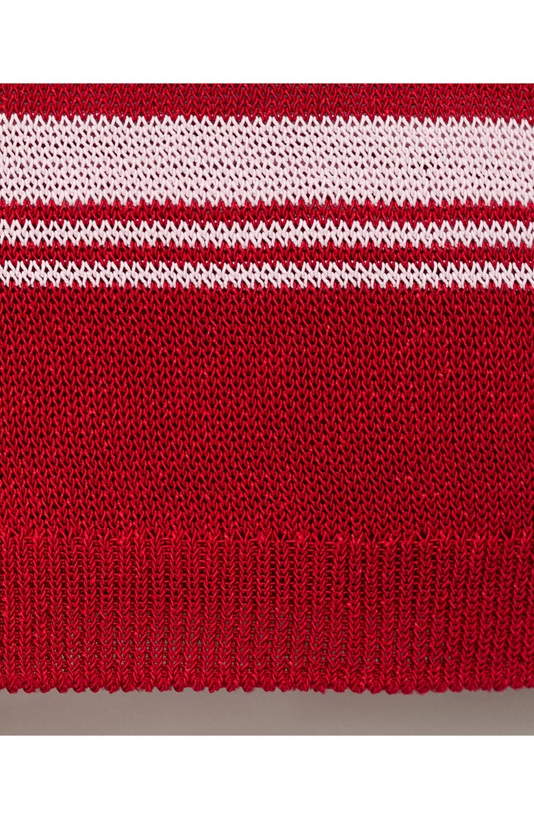 MANGO Stripe Short Sleeve Polo Sweater, Alternate, color, Red