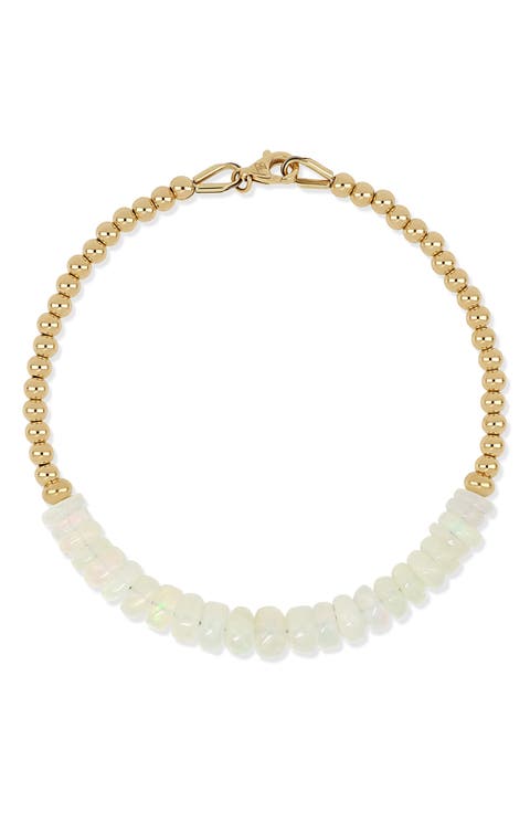 14K Gold Iris White Opal Beaded Bracelet (Online Trunk Show)