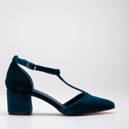 Forever & Always Shoes Women's Anicette - Emerald Green Velvet Shoes In Teal Blue