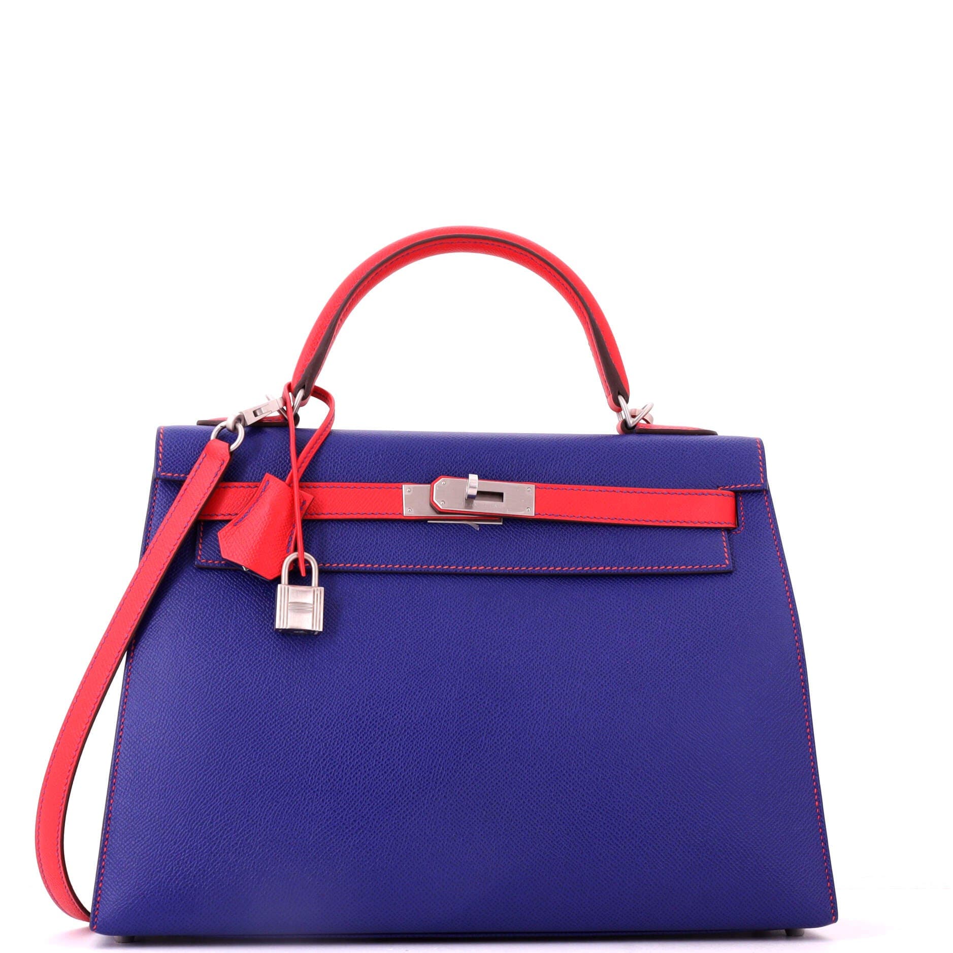 Kelly Handbag Bicolor Epsom with Brushed Palladium Hardware 32, Alternate, color, Blue