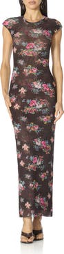 AFRM Mylo Print Mesh Maxi Dress