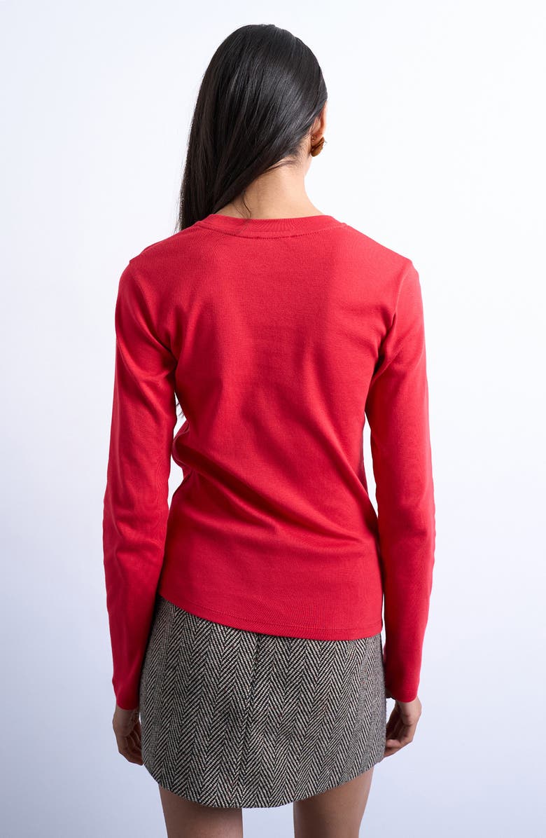 Topshop Everyday Long Sleeve Cotton T-Shirt, Alternate, color, Red