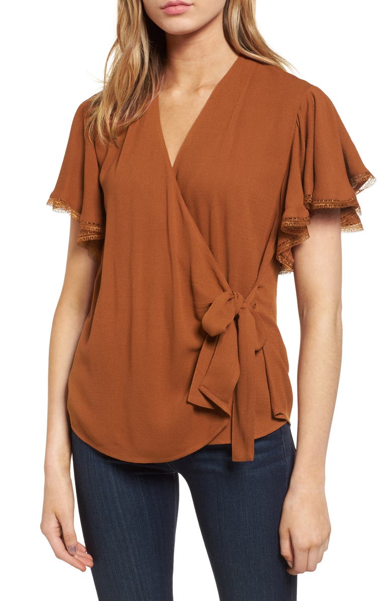 Chelsea28 Ruffle Wrap Blouse, Main, color, 