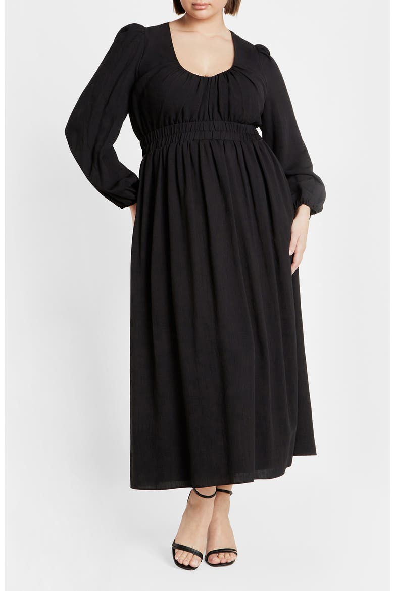 Dayana Smocked Long Sleeve Maxi Dress, Main, color, BLACK