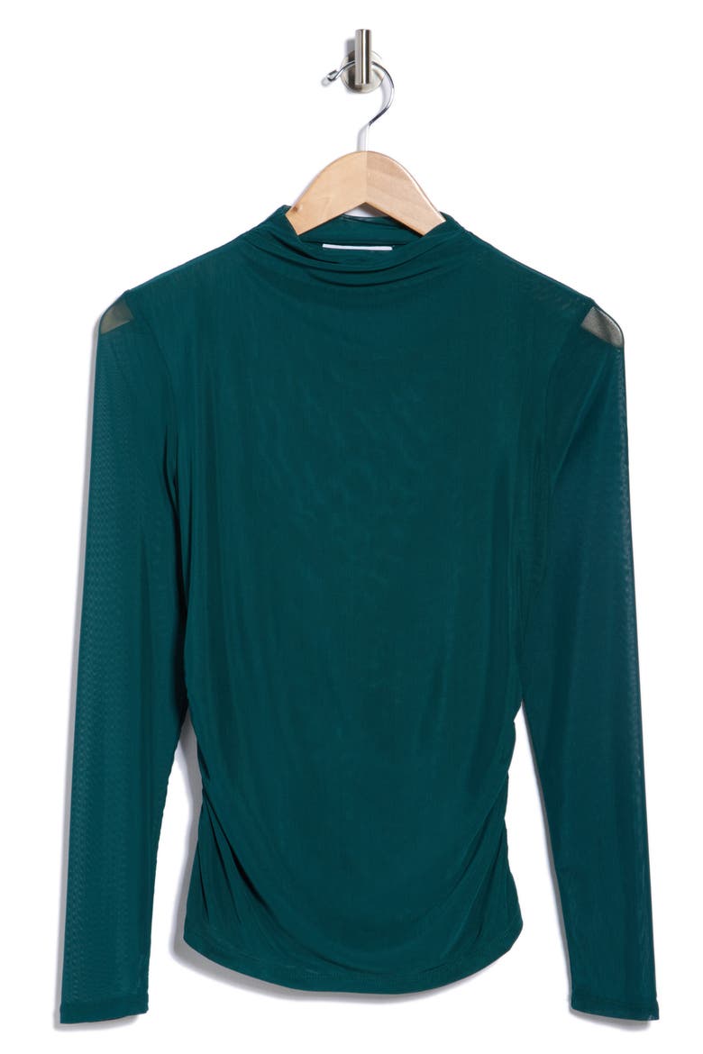 Long Sleeve Mesh Mock Neck Top, Alternate, color, SEA MOSS