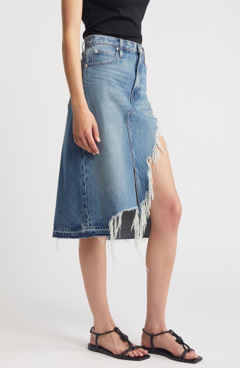 FRAME Deconstructed Denim Midi Skirt, Alternate, color, 