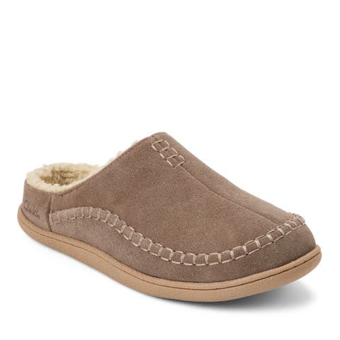 Genuine Cow Suede Clog With Accent Stitch Detail Slippers