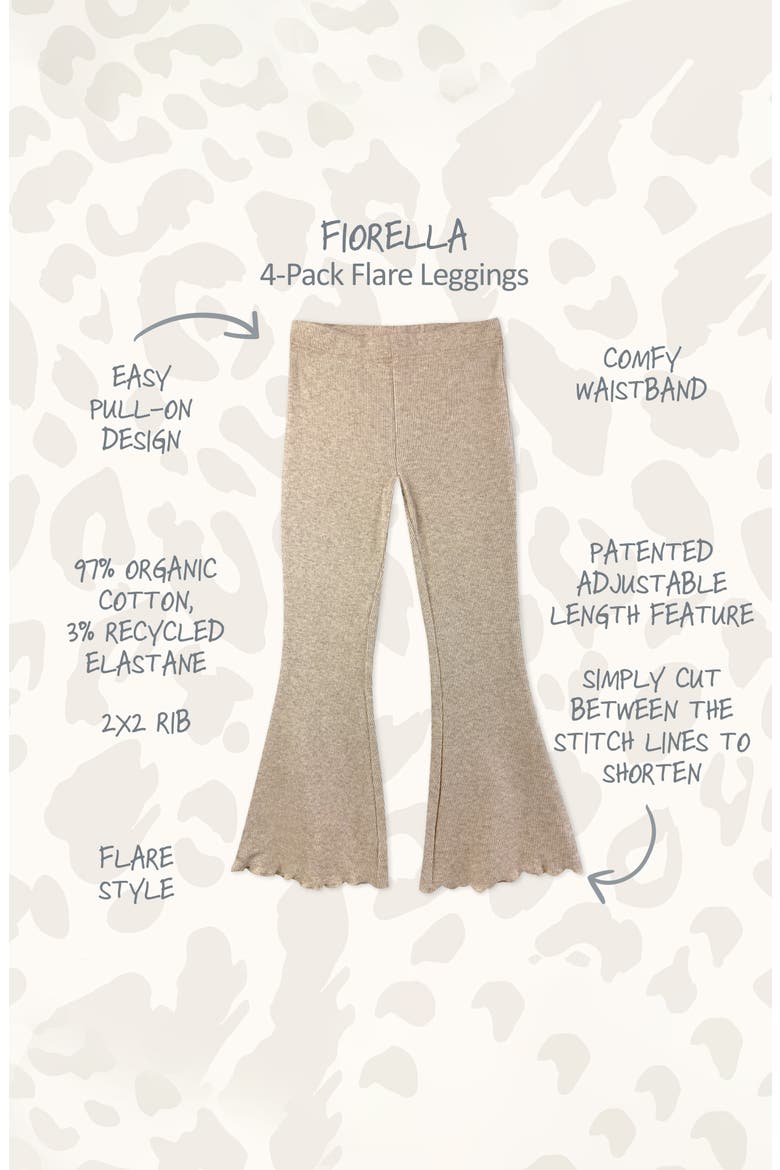 Fiorella Assorted 4-Pack Stretch Organic Cotton Flare Leggings, Alternate, color, NATURAL SNOW LEOPARD