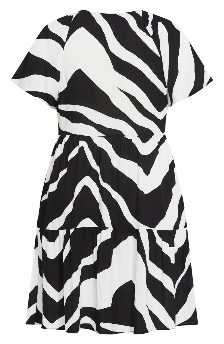 City Chic Abstract Print Minidress, Alternate, color, Mono Swirl