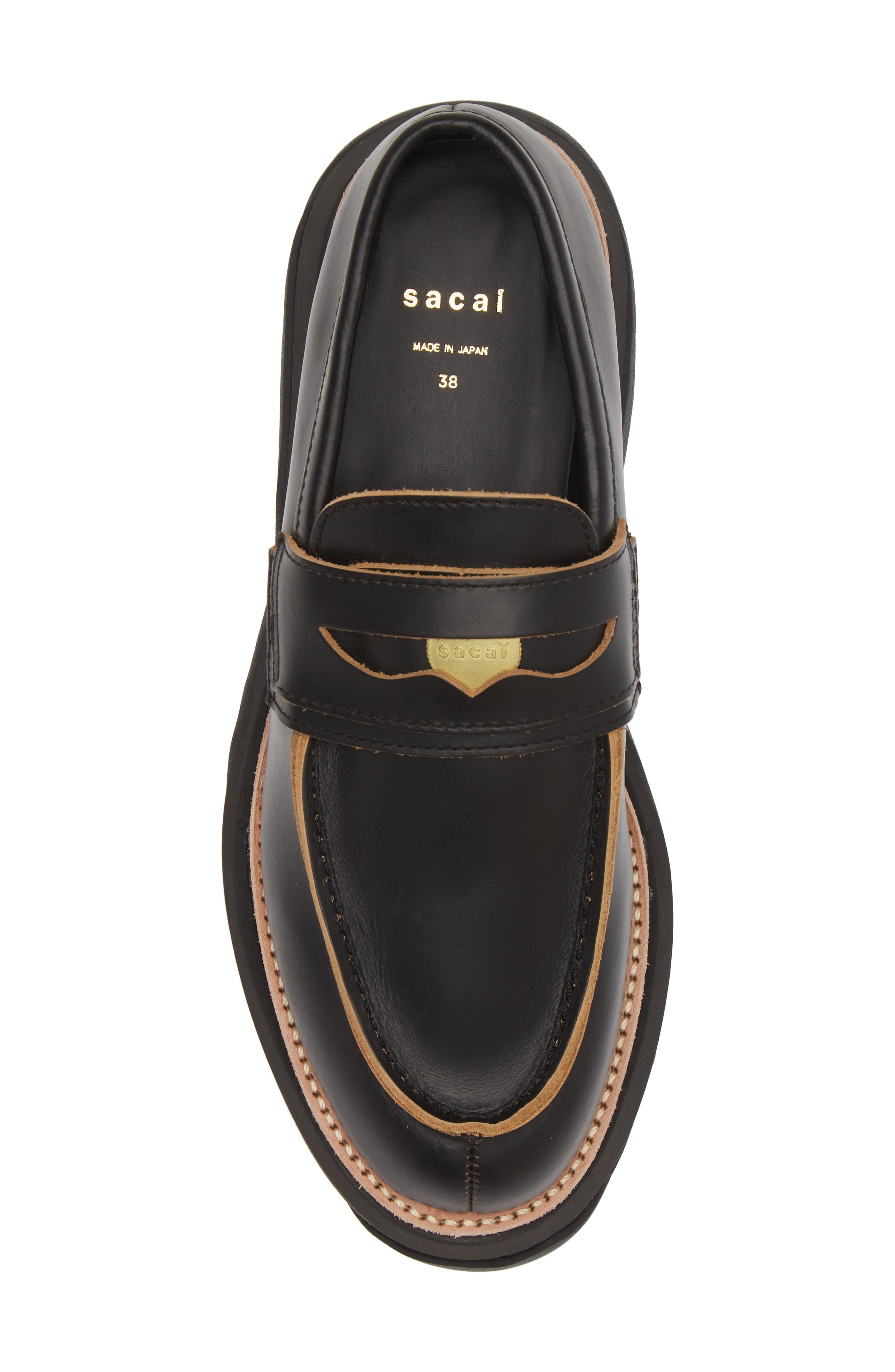 Sacai Platform Penny Loafer, Alternate, color, Black