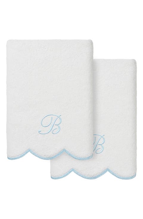 Scallop Personalized Monogram 2-Piece Hand Towel Set